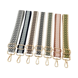 Adjustable woven replacement bag straps with colorful geometric chevron patterns