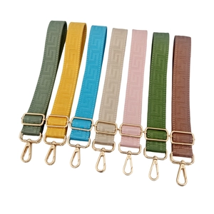 Wide Adjustable Shoulder Bag Strap Replacement Geometric Maze Pattern Jacquard Crossbody Weave Belt With Metal Buckle