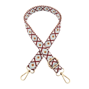 Ethnic style colorful geometric pattern strap with high density canvas and gold hooks