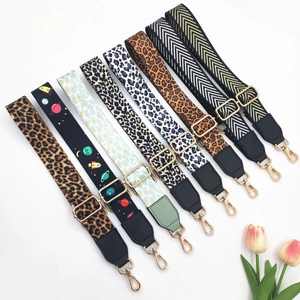Adjustable Wide Bag Strap Replacement Polyester Shoulder Belt With PU Leather Ends Leopard Print Space Pattern