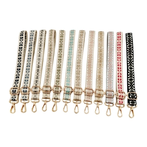 Replacement Shoulder Strap Adjustable Wide Bag Strap Woven Jacquard Ethnic Style Crossbody Handbag Belt Metal Hooks