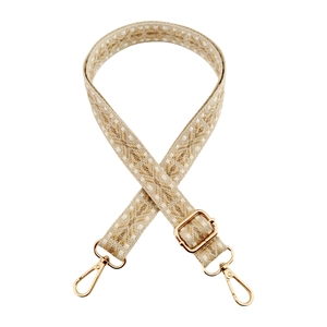 Ethnic style woven replacement shoulder strap 2.5cm wide with gold metal lobster clasps