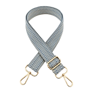 Detail of 3.8cm wide chevron embroidery strap with adjustable light gold metal hardware
