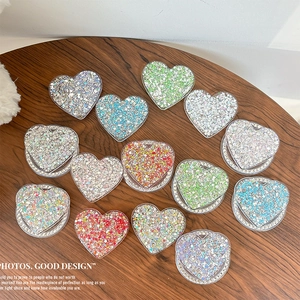 Glitter heart phone socket holder with rhinestones in various vibrant colors