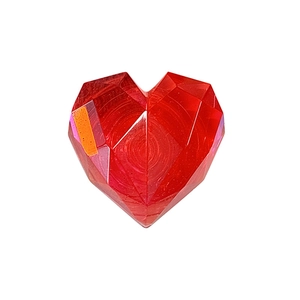 Magnetic 3D laser heart phone grip with faceted red crystal design for desktop stand