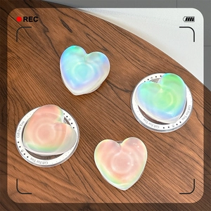 3D laser holographic heart-shaped phone grip stand with vibrant pearl finish set of 4