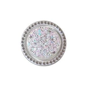 Sparkly purple sequin phone grip with glitter stars and crystal rhinestone border