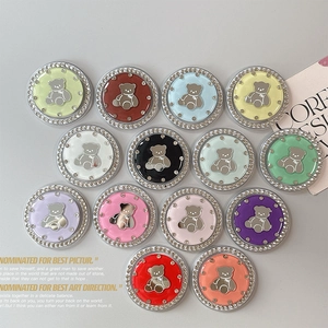 Colorful bear phone grip stands with rhinestones and adhesive folding base in 14 colors