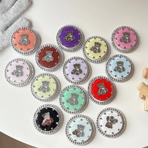Magnetic Phone Holder Rhinestone Bear Mirror Folding Airbag Socket Stand Sparkling Portable Accessory For Women Girls