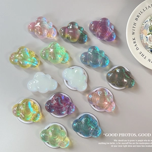 Iridescent laser cloud-shaped phone socket grips in 13 colors for MagSafe or sticking