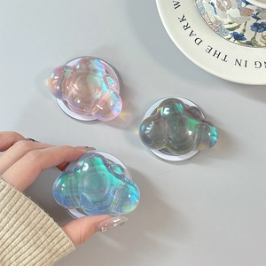 Laser cloud phone grip holder with iridescent finish and magnetic MagSafe feature