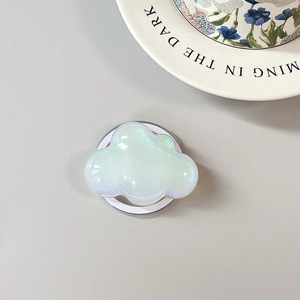 Detailed view of iridescent cloud phone grip with gradient pearlescent finish