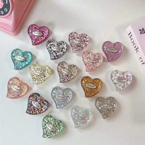 Set di 16 supporti per telefono a cuore con glitter e placca metallica stile Y2K