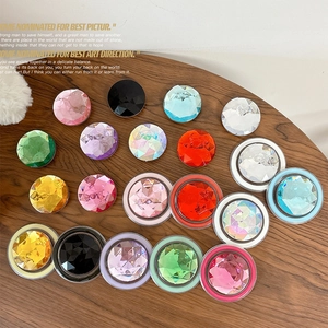 Magnetic Phone Grip Round Rhinestone Faceted Crystal Airbag Stand Foldable Mobile Holder Korean Ins Style Luxury Dopamine Color