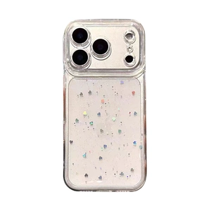 Glitzernde iPhone-Hülle mit bunten Herz-Pailletten und klarem Schutz für Frauen