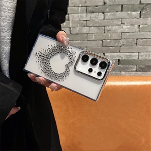 Sparkling rhinestone heart phone case for Samsung S24 Ultra with silver camera frame