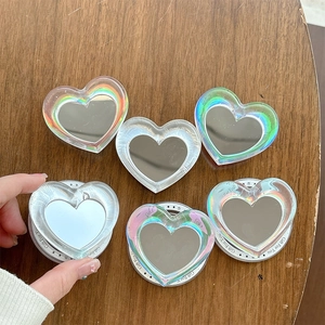 Iridescent laser heart-shaped acrylic phone grip stand with Gift For You print 6-pack
