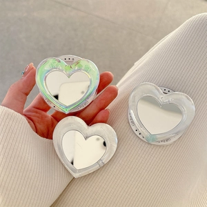 Detail of laser heart phone grip with mirror surface and rainbow marble finish
