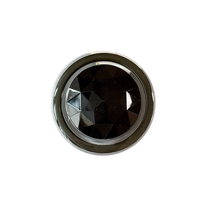 Luxe magnetic phone ring holder with black faceted crystal and silver metal frame