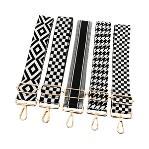 Adjustable 5cm wide replacement shoulder strap set with geometric black and white patterns