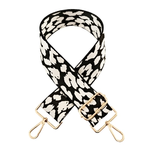 Adjustable 5cm wide zebra leopard print canvas strap with gold metal lobster clasps