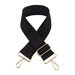 Black 5cm wide adjustable nylon replacement bag strap with gold metal hardware