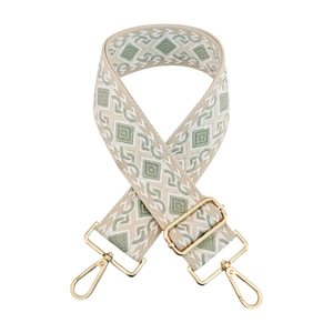 Adjustable geometric diamond woven guitar style wide replacement strap with gold hardware