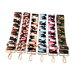 Adjustable Wide Bag Shoulder Strap Camouflage Leopard Pattern Polyester Webbing Replacement For Crossbody Handbags