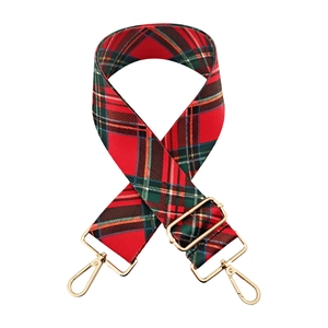 Adjustable colorful floral plaid wide shoulder strap with gold lobster clasps for bags