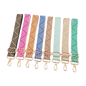 Adjustable colorful chevron pattern shoulder straps with gold metal hardware in eight colors