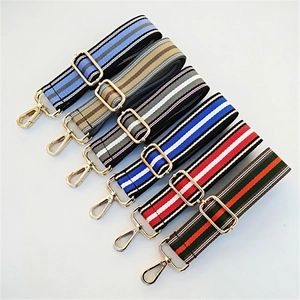 Adjustable wide woven guitar style shoulder straps for handbags with gold metal hardware