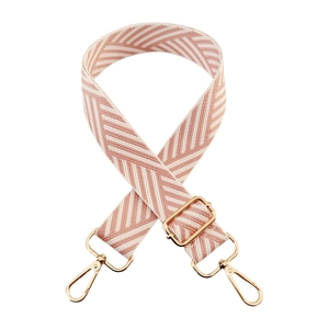 3.8cm wide adjustable woven shoulder strap with pink chevron pattern and gold hardware