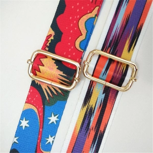 Ethnic style wide replacement shoulder straps with stars and colorful patterns and gold buckles