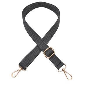 Adjustable 2.5cm maze pattern black bag strap with polished gold metal lobster clasps