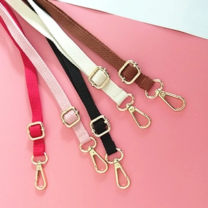 Adjustable narrow cotton shoulder straps in five colors with shiny gold metal hooks