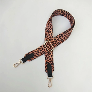 Adjustable leopard print shoulder strap with gold metal hooks for women's crossbody bags