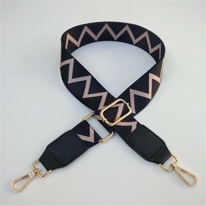 Adjustable wide replacement strap with gold metal lobster clasps and wave pattern