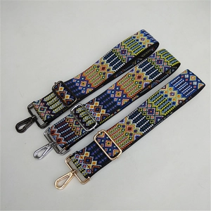 Adjustable Ethnic Woven Bag Strap For Women Wide Geometric Pattern Cotton Webbing Shoulder Crossbody Replacement Belt