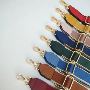 Adjustable colorful nylon shoulder strap with gold metal hooks for crossbody bags