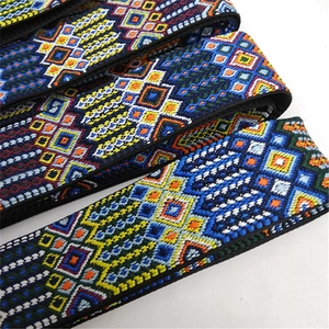 Adjustable wide replacement strap with colorful geometric ethnic patterns for cross body bags