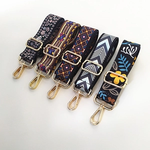Adjustable Wide Shoulder Bag Strap Replacement Floral Geometric Pattern Polyester Cotton Belt For Handbags Crossbody Bags