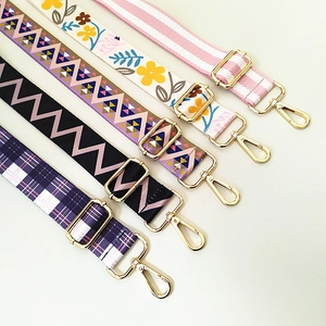 Five adjustable colorful replacement shoulder straps with gold metal hooks and various patterns