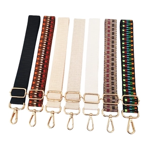 Set of adjustable 3.8cm jacquard replacement straps with gold hardware for handbags