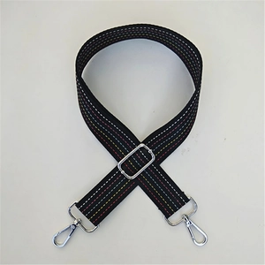 Adjustable nylon shoulder strap with multi-color dots and silver metal hooks