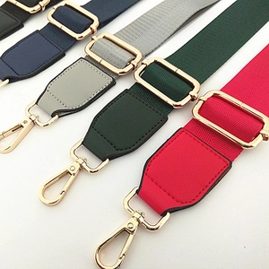 Adjustable wide nylon shoulder strap with gold metal hooks available in five colors