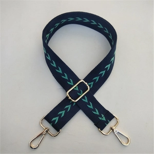Tracolla regolabile intrecciata blu scuro e verde con ganci in metallo dorato lucido