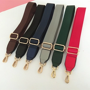 Adjustable nylon shoulder straps in multiple colors with gold metal hooks and hardware