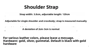Adjustable bag strap specifications showing 3.8cm width and 120cm length parameters