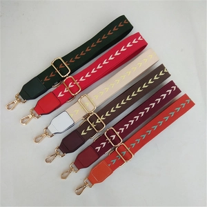 Ethnic striped wide shoulder straps with gold metal hooks for crossbody handbags