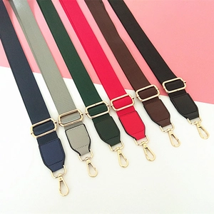 Adjustable nylon shoulder straps in six colors with gold metal buckles for handbags